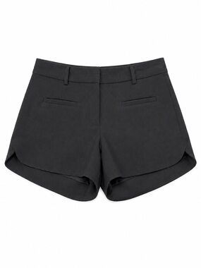 Annie Griffin Black High-Waist Curved-Hem Tailored Shorts